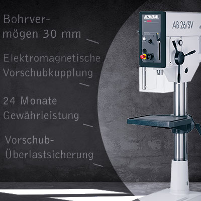 Weitere Highlights: 30mm Bohrvermögen, Elektromagnetische Vorschubkupplung, 24 Monate Gewährleistung, Vorschub-Überlastsicherung