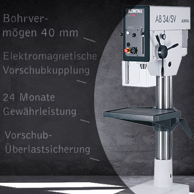 Weitere Highlights: 40mm Bohrvermögen, Elektromagnetische Vorschubkupplung, 24 Monate Gewährleistung, Vorschub-Überlastsicherung