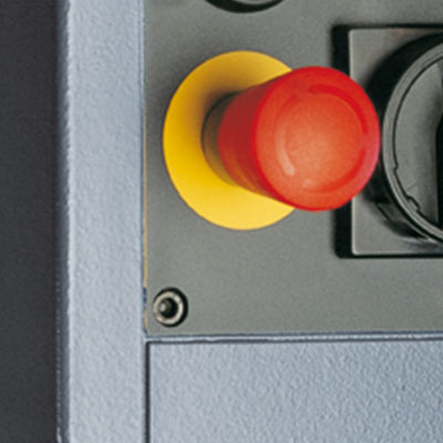 Besonderheit der ABFLOW 40/SV: Ein Pilzdruckschalter für hohe Sicherheit
